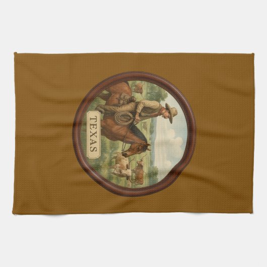 Texas Cowboy Brown Keuken Handdoek (Horizontaal)