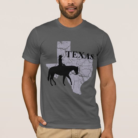Texas Cowboy Grunge Mannen Grijze T-shirt (Voorkant)