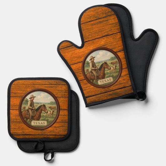 Texas Cowboy Ovenwant & Pannenlap Set (Voorkant / Achterkant)