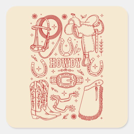 Texas Cowboy Pack Vierkante Sticker (Voorkant)
