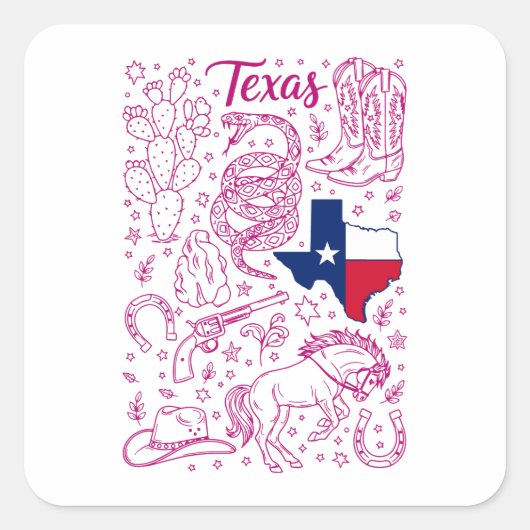 Texas Cowboy Pack Western Vibes Vierkante Sticker (Voorkant)