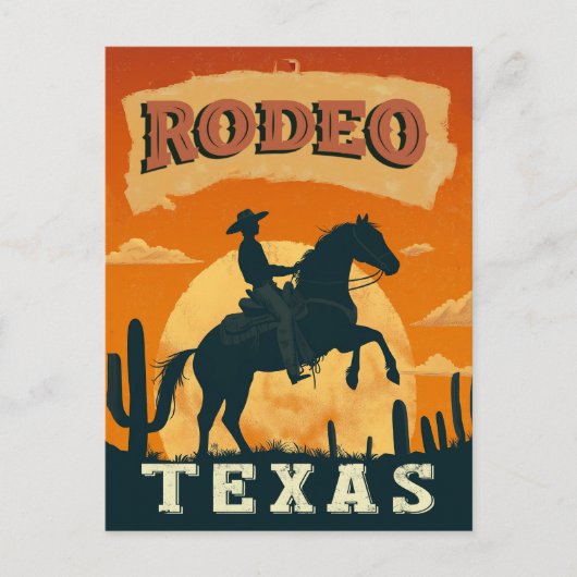 Texas Cowboy Rodeo Vintage Briefkaart (Voorkant)