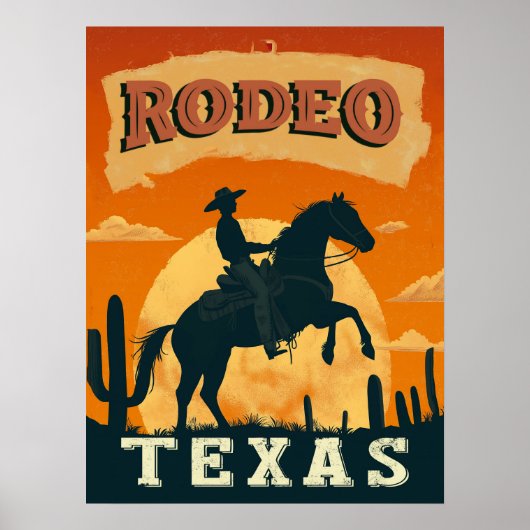 Texas Cowboy Rodeo Vintage Poster (Voorkant)