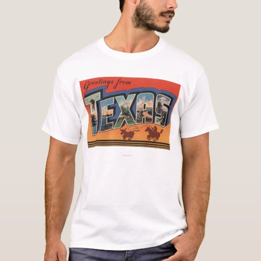 Texas (Cowboy Roping Bull) Grote Letter-scènes T-shirt (Voorkant)