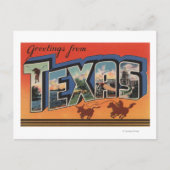 Texas (Cowboy Roping Bull) Grote lettertjes Briefkaart (Voorkant)