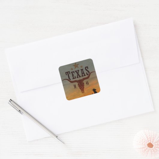  Texas Cowboy Square Sticker (Envelop)
