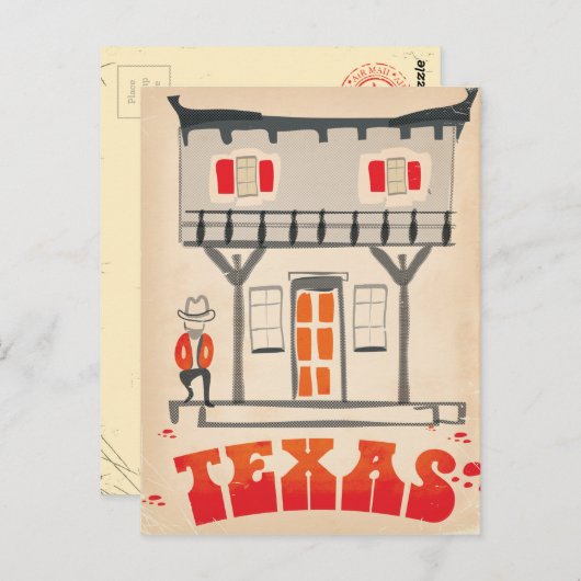 Texas Cowboy Style-reisposter Briefkaart (Voorkant / Achterkant)