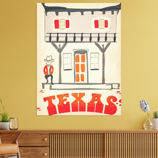 Texas Cowboy Style-reisposter Canvas Afdruk (Insitu (Woonkamer))