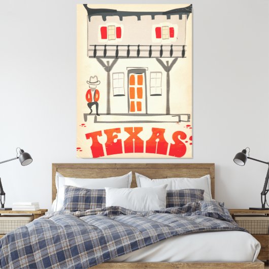 Texas Cowboy Style-reisposter Canvas Afdruk (Insitu (Slaapkamer))