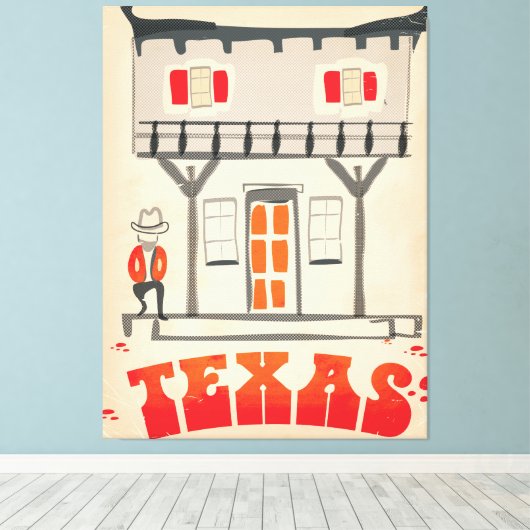Texas Cowboy Style-reisposter Canvas Afdruk (Insitu (Houten vloer))
