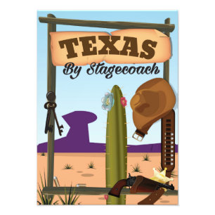 Texas cowboy vakantie cartoon foto afdruk