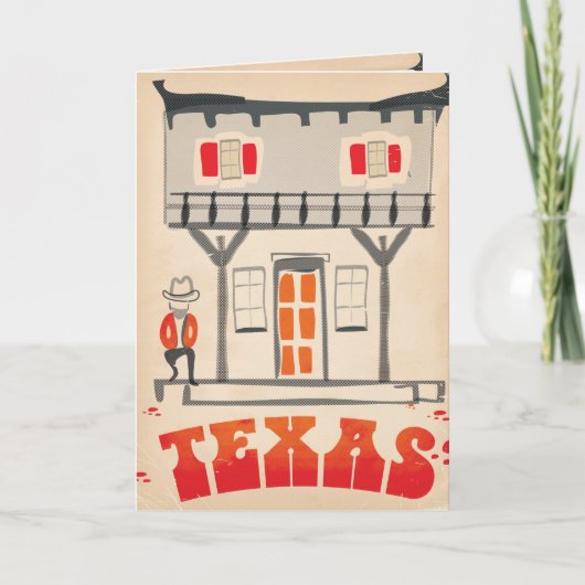 Texas Cowboy vintage reisposter Feestdagen Kaart (Voorkant)
