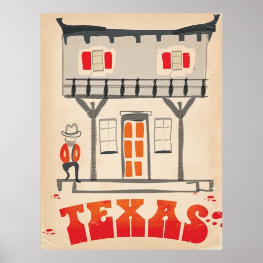 Texas Cowboy vintage reisposter Poster (Voorkant)