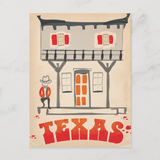 Texas Cowboy Vintage Style reisposter Briefkaart (Voorkant)