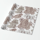Texas Cowboy Western Doodle Cadeaupapier (Uitgerold)