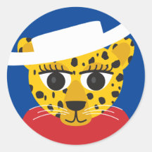 Texas cowgirl cowboy cheetah classic ronde sticker