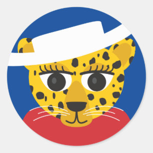 Texas cowgirl cowboy cheetah classic ronde sticker