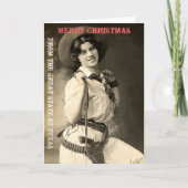 Texas Cowgirl Kerstgroeten Feestdagen Kaart (Voorkant)