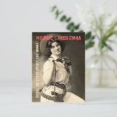 Texas Cowgirl Kerstgroeten Feestdagenkaart (Staand voorkant)