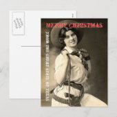 Texas Cowgirl Kerstgroeten Feestdagenkaart (Voorkant / Achterkant)