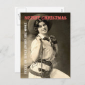 Texas Cowgirl Kerstgroeten Feestdagenkaart (Voorkant / Achterkant)