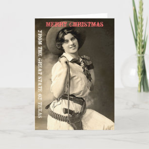 Texas Cowgirl kerstgroetings Feestdagen Kaart
