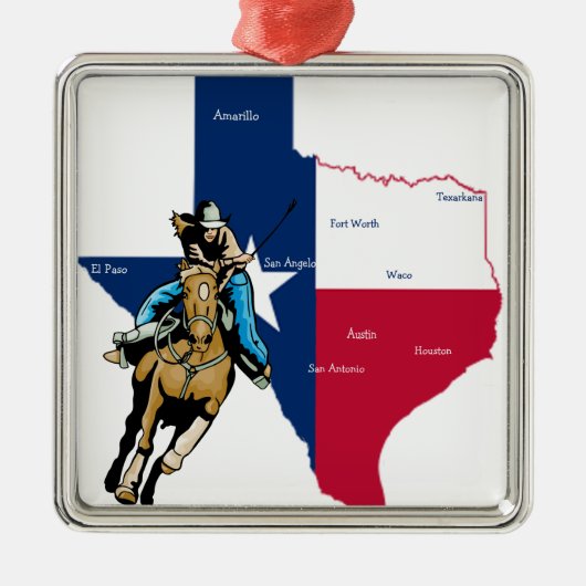 Texas Cowgirl Metalen Ornament (Voorkant)