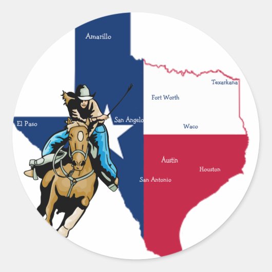 Texas Cowgirl Ronde Sticker (Voorkant)