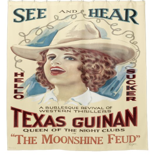 Texas Cowgirl Singer Poster Print Douchegordijn (Voorkant)