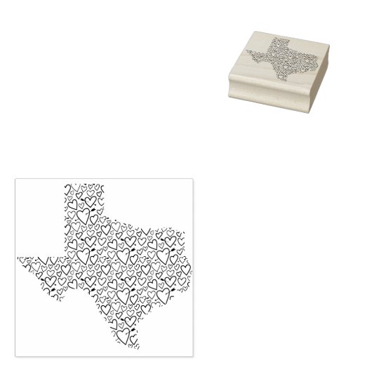 Texas Cupid Hearts Rubberstempel (Gestempeld)