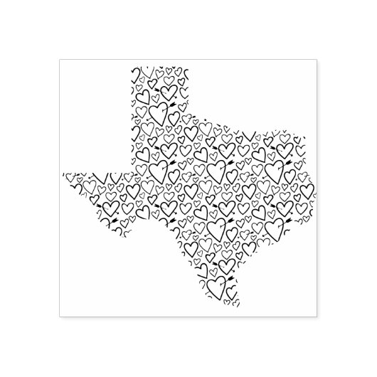 Texas Cupid Hearts Rubberstempel (Afrduk)