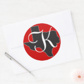 Texas Custom Monogram Initiaal op State Outline Ronde Sticker (Envelop)