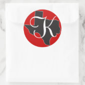 Texas Custom Monogram Initiaal op State Outline Ronde Sticker (Tas)