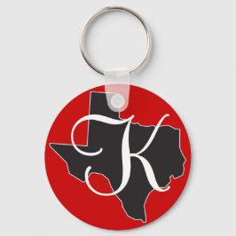 Texas Custom Monogram Initiaal op State Outline Sleutelhanger