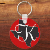 Texas Custom Monogram Initiaal op State Outline Sleutelhanger (Voorkant)