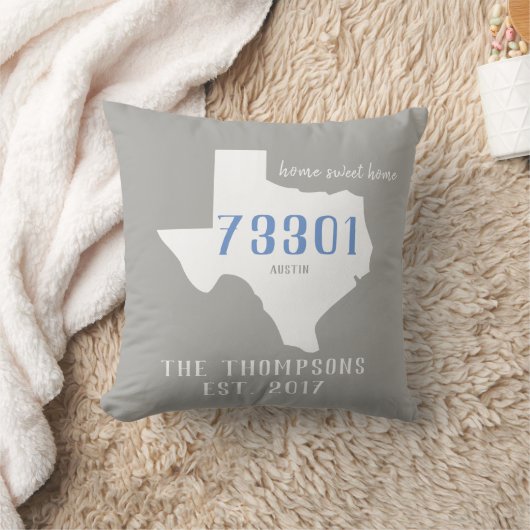 Texas Custom Town Zip Code Home Pillow Kussen (Deken)
