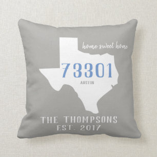 Texas Custom Town Zip Code Home Pillow Kussen