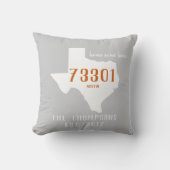 Texas Custom Town Zip Code Home Pillow Oranje Grey Kussen (Voorkant)
