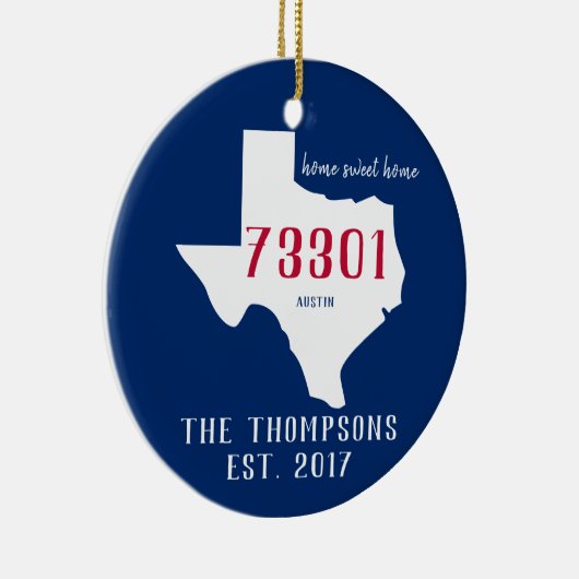 Texas Custom Town Zip Tree Ornament (Rechts)