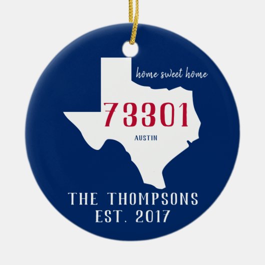 Texas Custom Town Zip Tree Ornament (Voorkant)