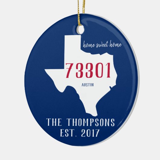 Texas Custom Town Zip Tree Ornament (Links)