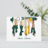 Texas Dames Cowboy Laarzen Groen Goud Mode Naam Bedankkaart (Staand voorkant)