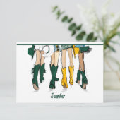 Texas Dames Mode Cowboy Boot Gold Green Bedankkaart (Staand voorkant)