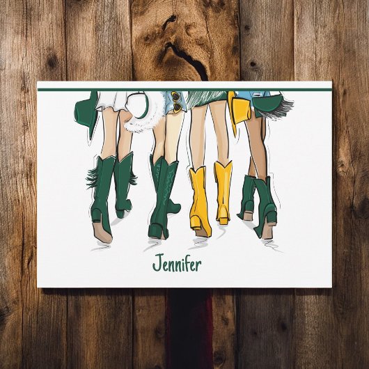 Texas Dames Mode Cowboy Boot Gold Green Bedankkaart