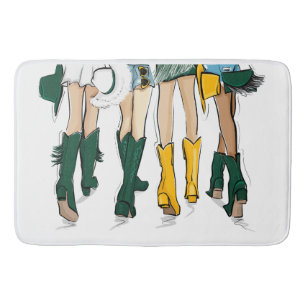 Texas Dames Mode Cowboy Boot Green Gold Badmat