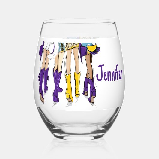 Texas Dames Mode Cowboy Boot Green Gold Wijnglas Zonder Voet (Achterkant)