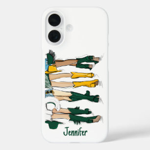 Texas Dames Mode Cowboy Laars Goud Groen iPhone 16 Hoesje