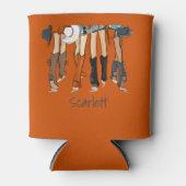 Texas Dames Mode Cowboy Laarzen Sinaasappel Custom Blikjeskoeler (Voorkant)