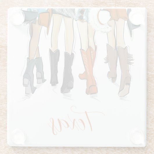 Texas Dames Mode Cowboy Laarzen Sinaasappel Custom Glazen Onderzetter (Achterkant)