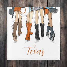 Texas Dames Mode Cowboy Laarzen Sinaasappel Custom Glazen Onderzetter